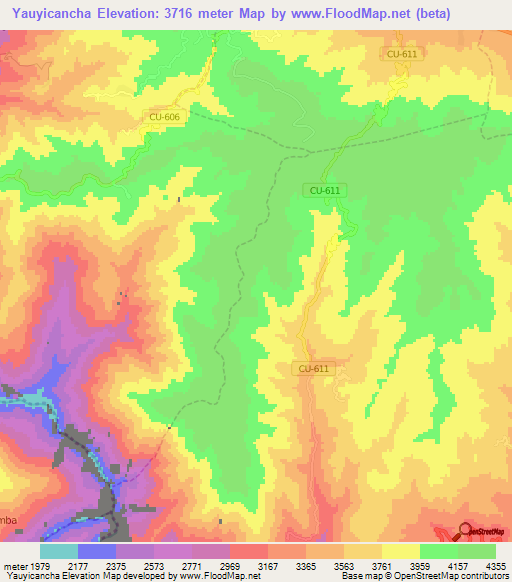 Yauyicancha,Peru Elevation Map