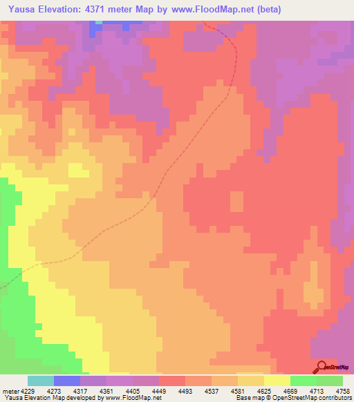Yausa,Peru Elevation Map