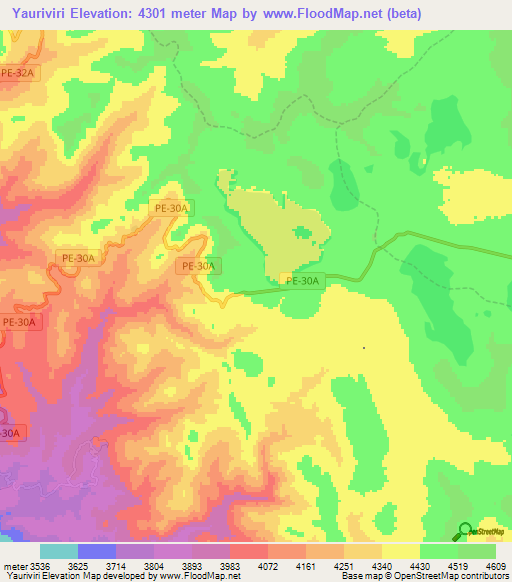 Yauriviri,Peru Elevation Map
