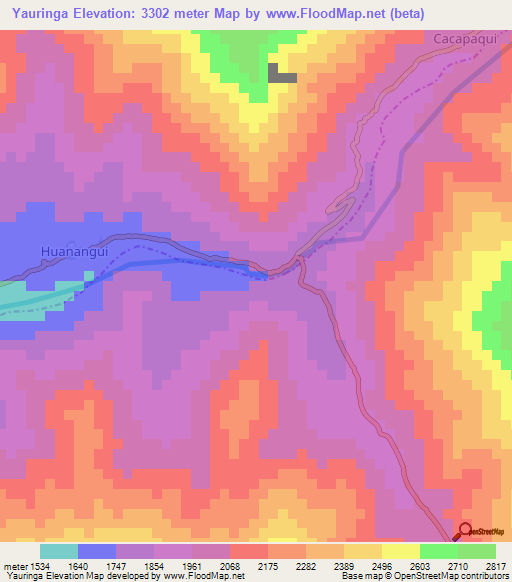 Yauringa,Peru Elevation Map