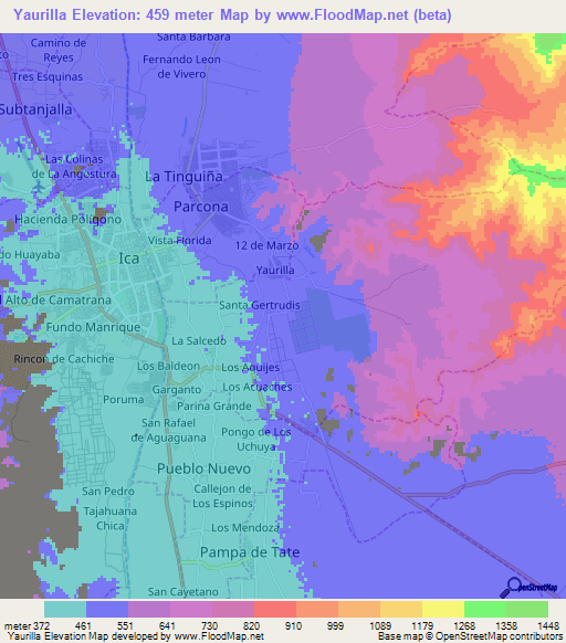 Yaurilla,Peru Elevation Map