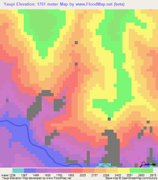 Yaupi,Peru Elevation Map