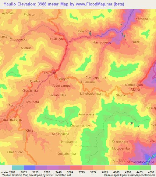 Yaulio,Peru Elevation Map