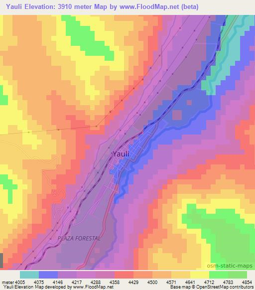 Yauli,Peru Elevation Map
