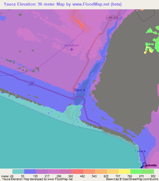 Yauca,Peru Elevation Map