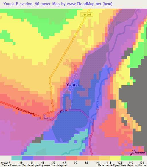 Yauca,Peru Elevation Map
