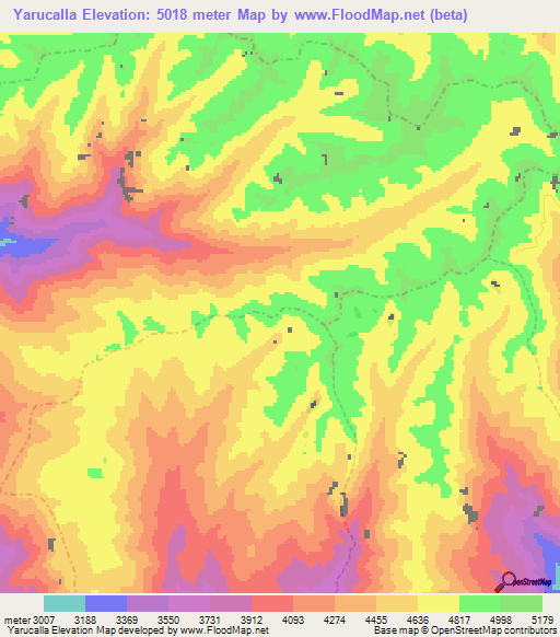 Yarucalla,Peru Elevation Map