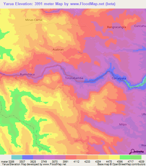 Yarua,Peru Elevation Map