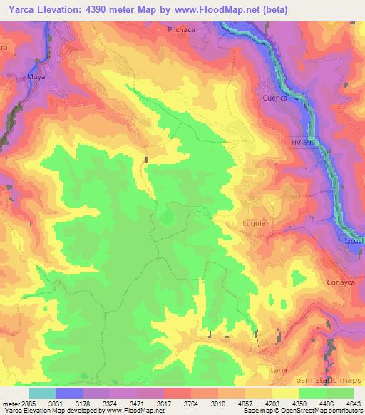 Yarca,Peru Elevation Map