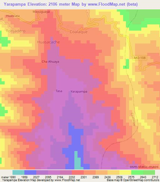 Yarapampa,Peru Elevation Map