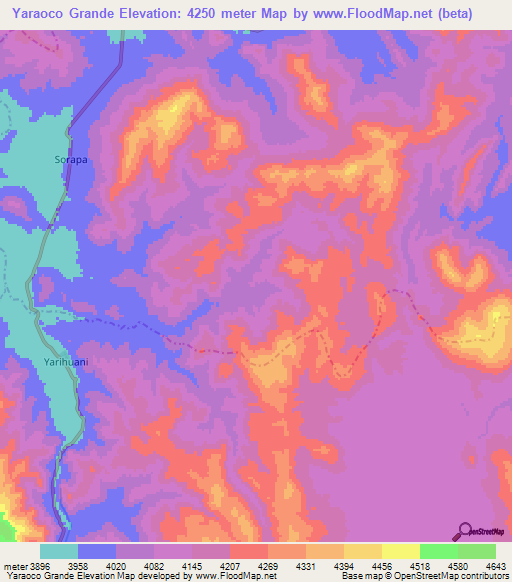 Yaraoco Grande,Peru Elevation Map