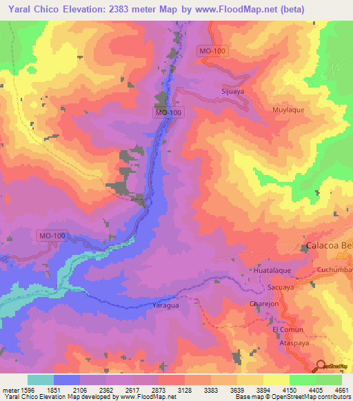 Yaral Chico,Peru Elevation Map