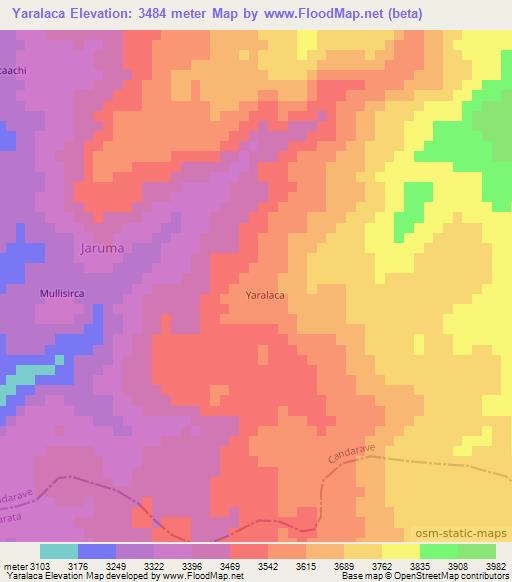 Yaralaca,Peru Elevation Map
