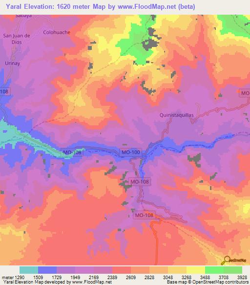 Yaral,Peru Elevation Map