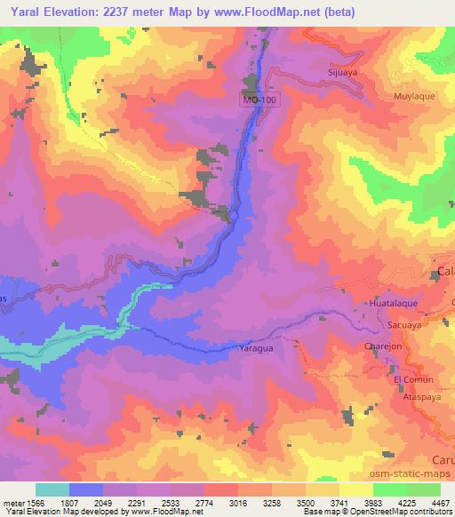 Yaral,Peru Elevation Map