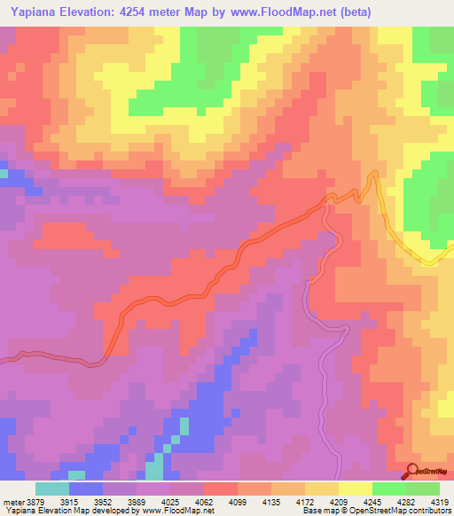 Yapiana,Peru Elevation Map