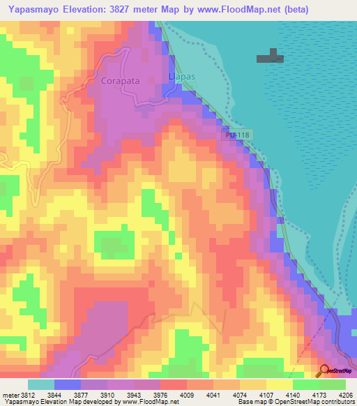 Yapasmayo,Peru Elevation Map