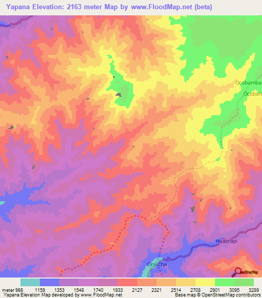Yapana,Peru Elevation Map
