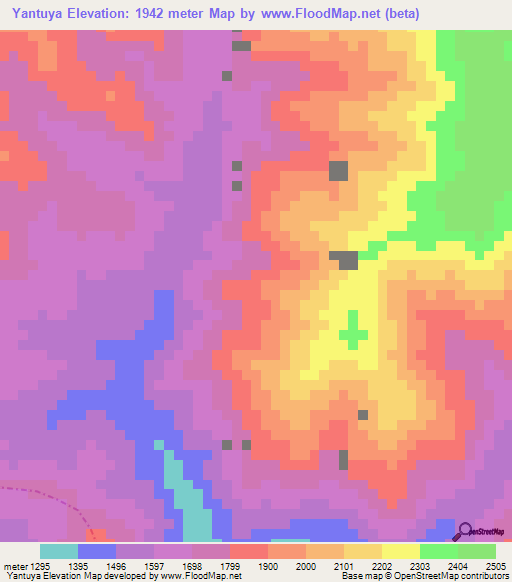 Yantuya,Peru Elevation Map