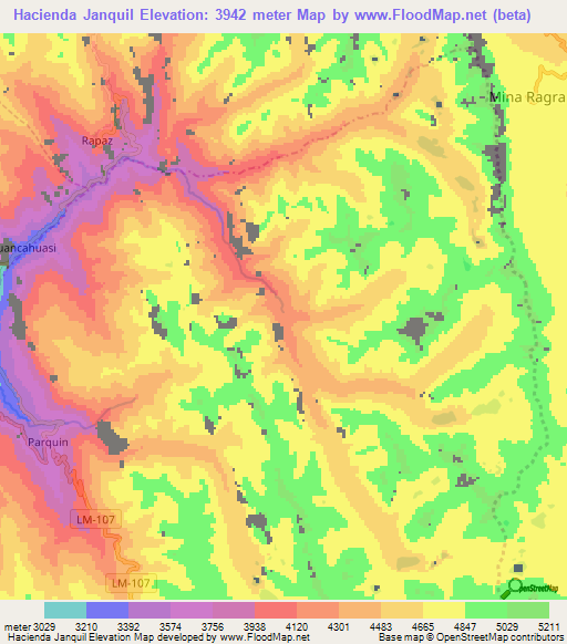 Hacienda Janquil,Peru Elevation Map