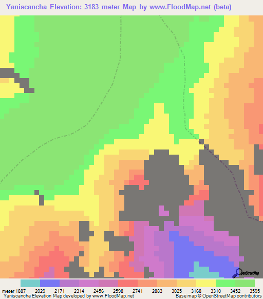 Yaniscancha,Peru Elevation Map