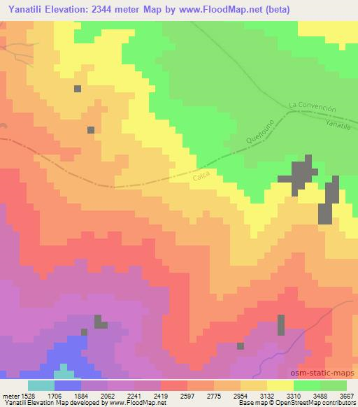 Yanatili,Peru Elevation Map