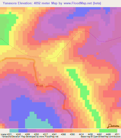 Yanasora,Peru Elevation Map