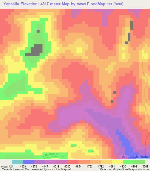 Yanaslla,Peru Elevation Map