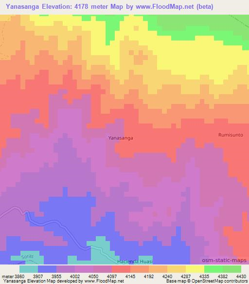 Yanasanga,Peru Elevation Map