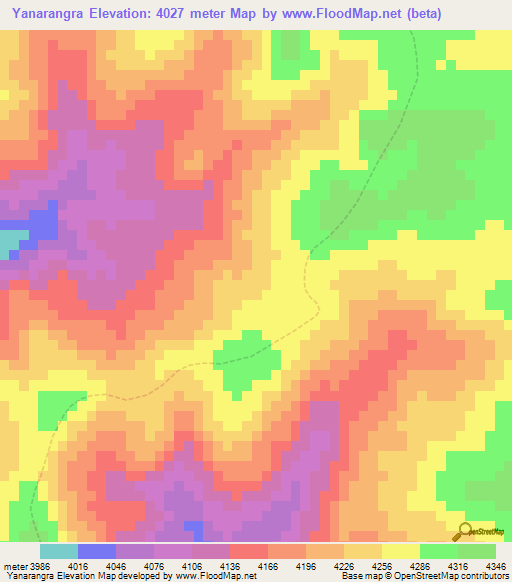 Yanarangra,Peru Elevation Map