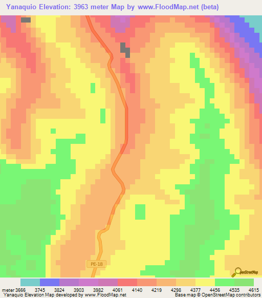 Yanaquio,Peru Elevation Map