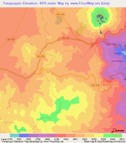 Yanapuquio,Peru Elevation Map