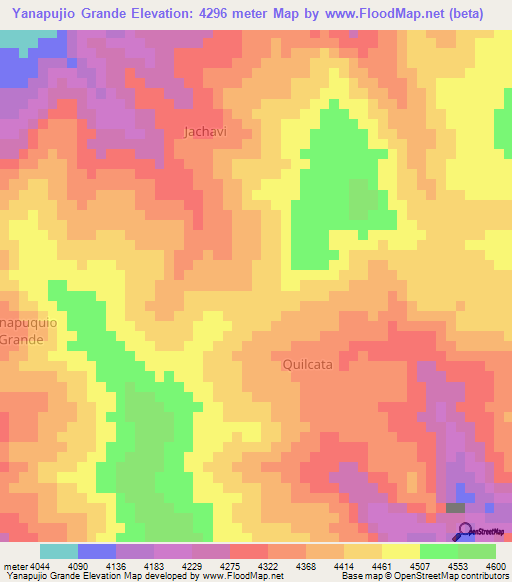 Yanapujio Grande,Peru Elevation Map