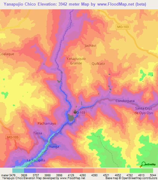 Yanapujio Chico,Peru Elevation Map