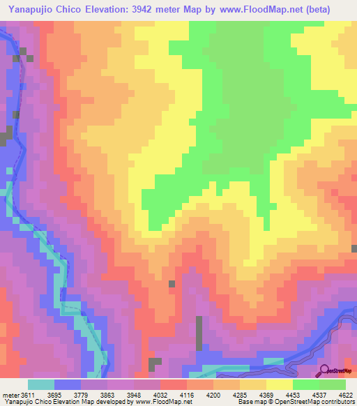 Yanapujio Chico,Peru Elevation Map