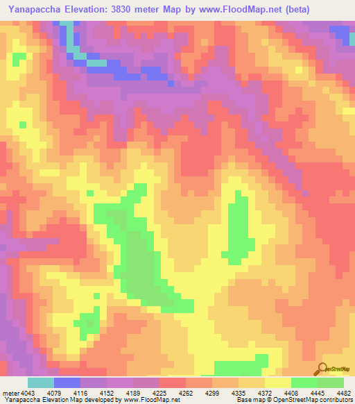 Yanapaccha,Peru Elevation Map