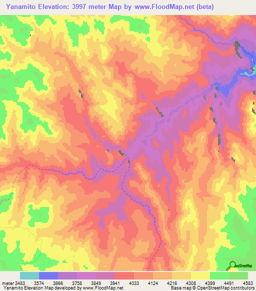 Yanamito,Peru Elevation Map