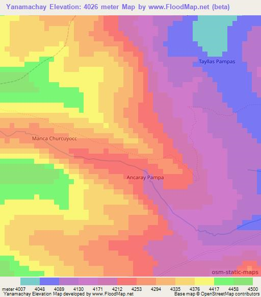 Yanamachay,Peru Elevation Map