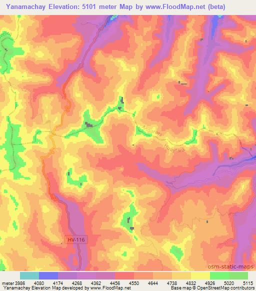 Yanamachay,Peru Elevation Map