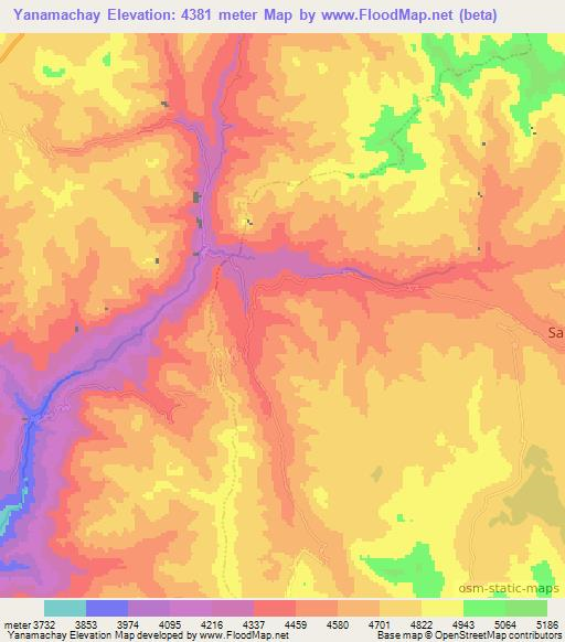 Yanamachay,Peru Elevation Map