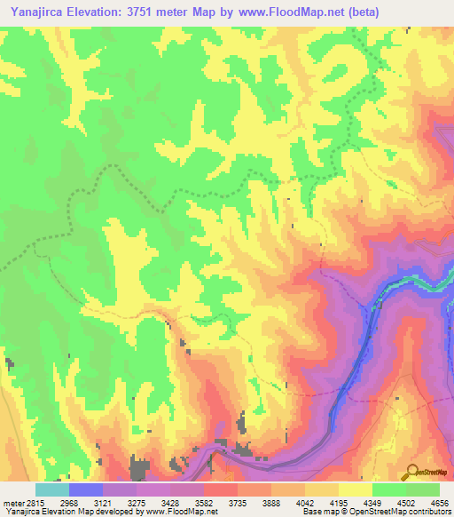 Yanajirca,Peru Elevation Map