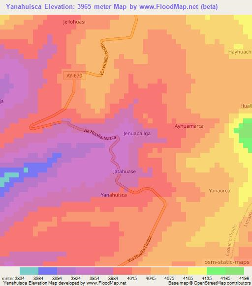 Yanahuisca,Peru Elevation Map