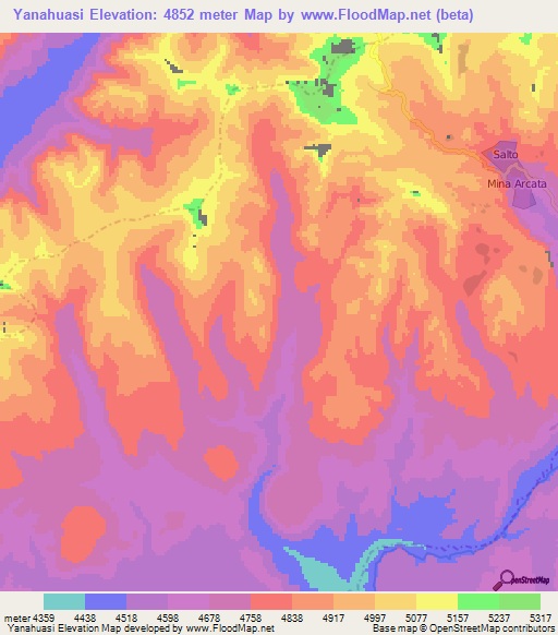Yanahuasi,Peru Elevation Map