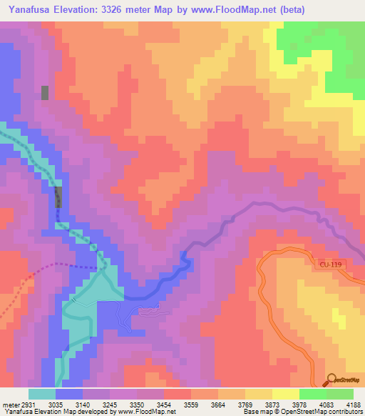 Yanafusa,Peru Elevation Map