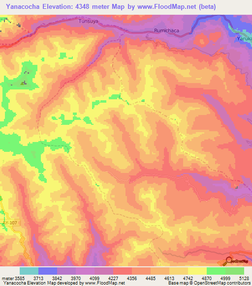 Yanacocha,Peru Elevation Map