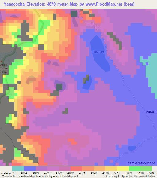 Yanacocha,Peru Elevation Map