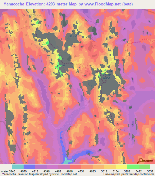 Yanacocha,Peru Elevation Map
