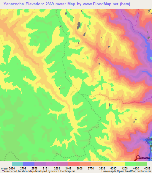 Yanacocha,Peru Elevation Map