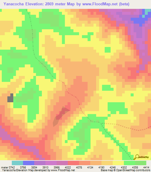 Yanacocha,Peru Elevation Map