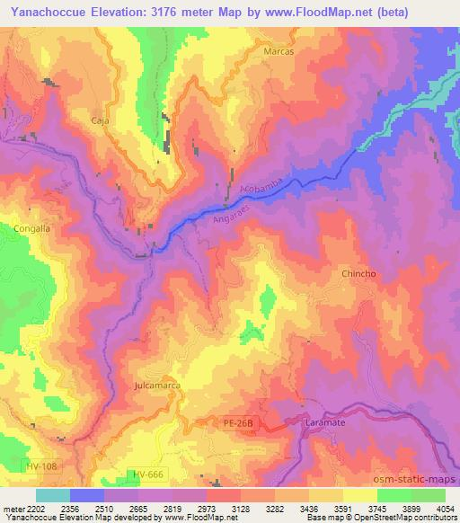 Yanachoccue,Peru Elevation Map